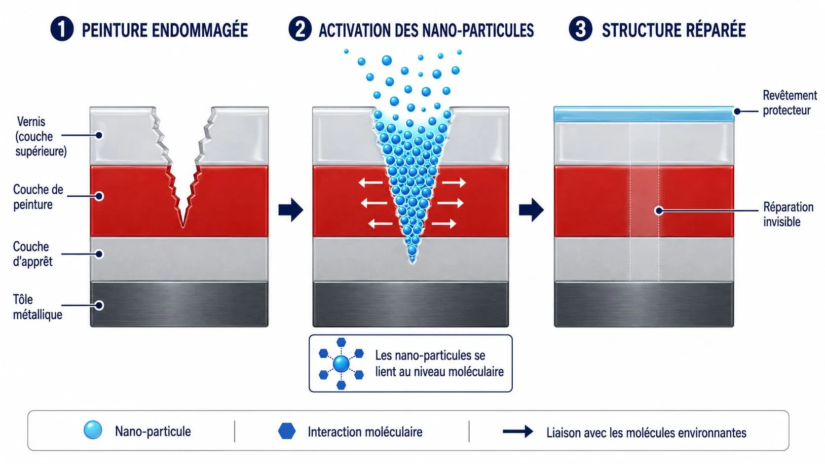 Procédé de liaison nano-particulaire — réparation au niveau moléculaire